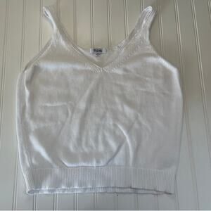 525 America White Knit Cotton Tank Top V Neck Basic Casual Size Womens Medium